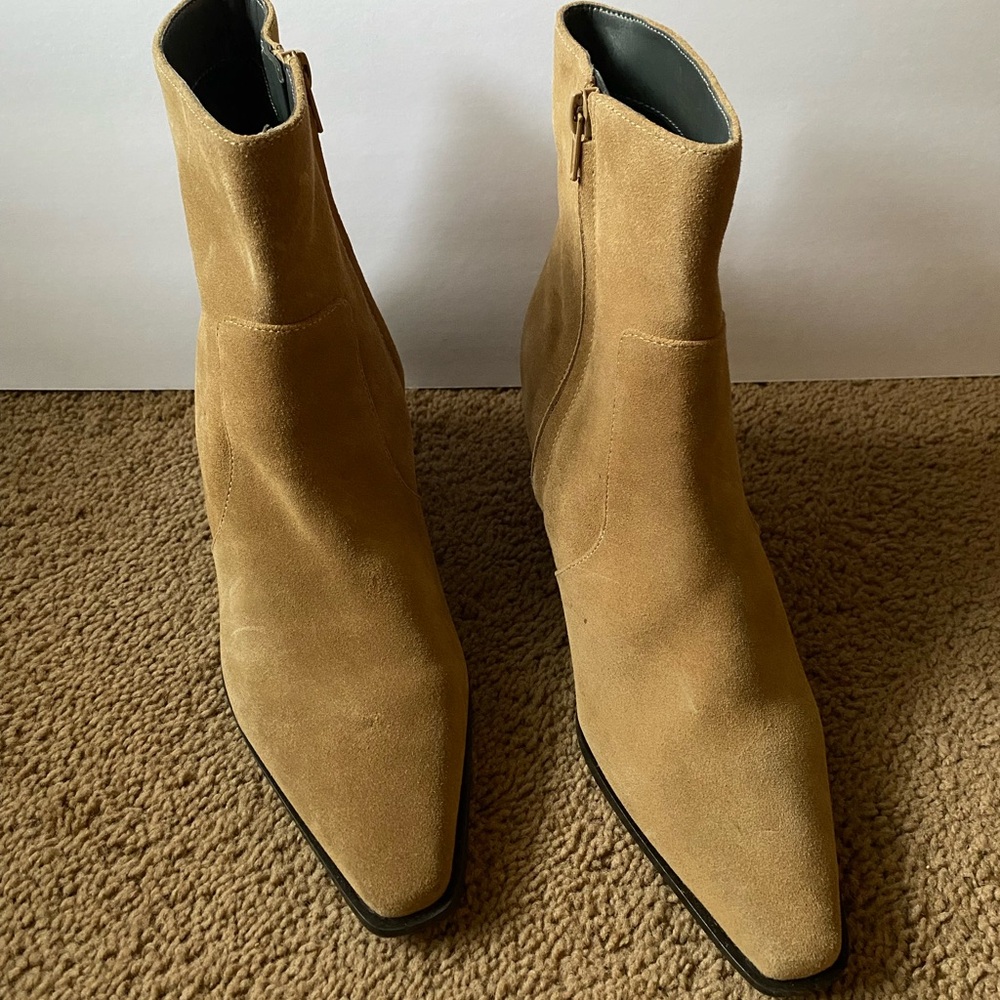 Franco Sarto Camel Suede Ankle Booties